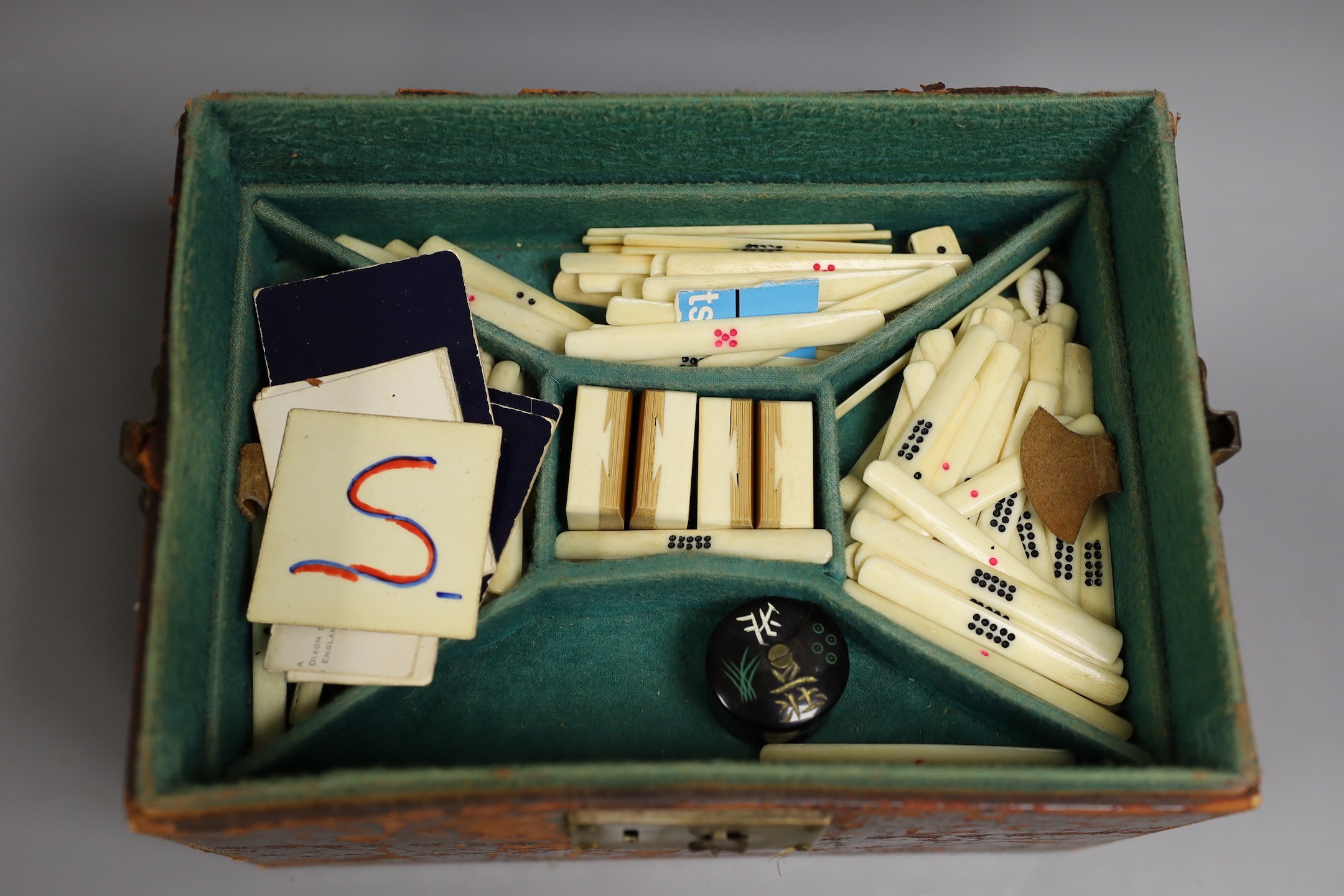 A leather boxed mahjong game